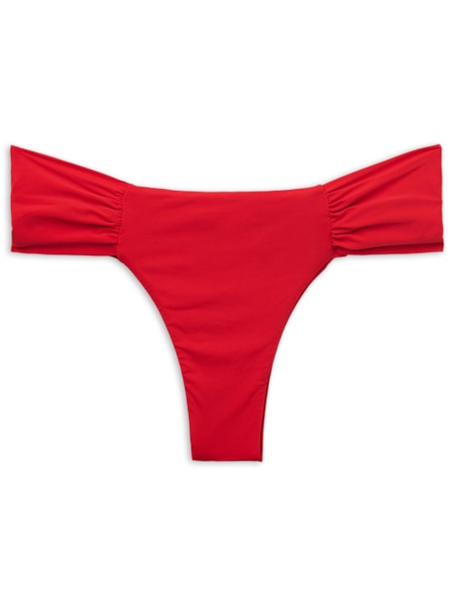 Calcinha De Biquíni Brasileira Com Drapeado Indonésia – Vermelho