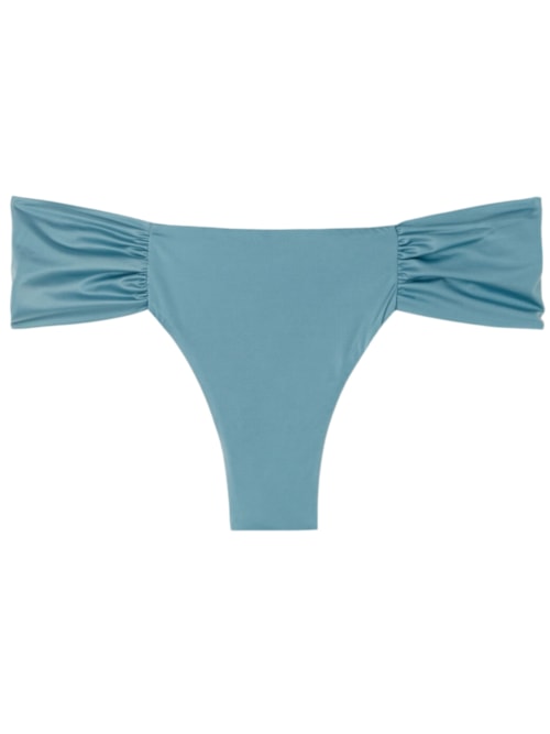 Calcinha De Biquíni Brasileira Com Drapeado Shiny Satin – Azul