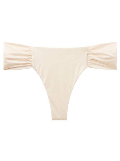 Calcinha De Biquíni Brasileira Com Drapeado Shiny Satin – Branco