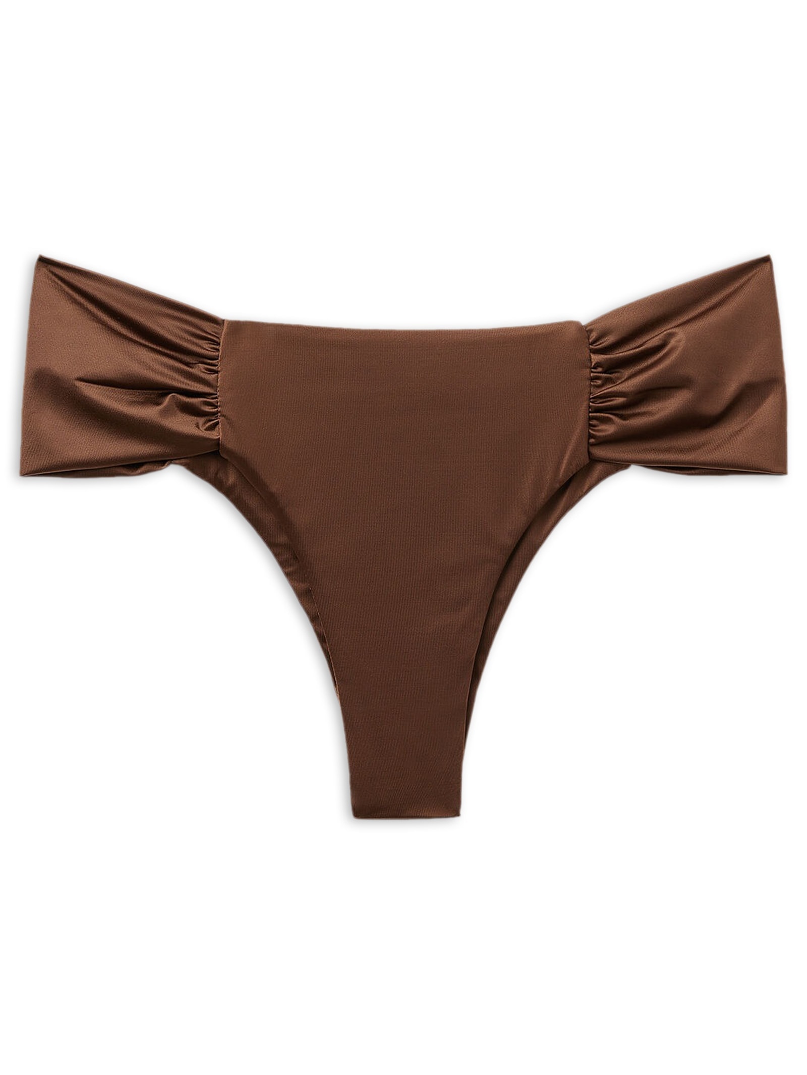 Calcinha De Biquíni Brasileira Com Drapeado Shiny Satin Marrom Calzedonia