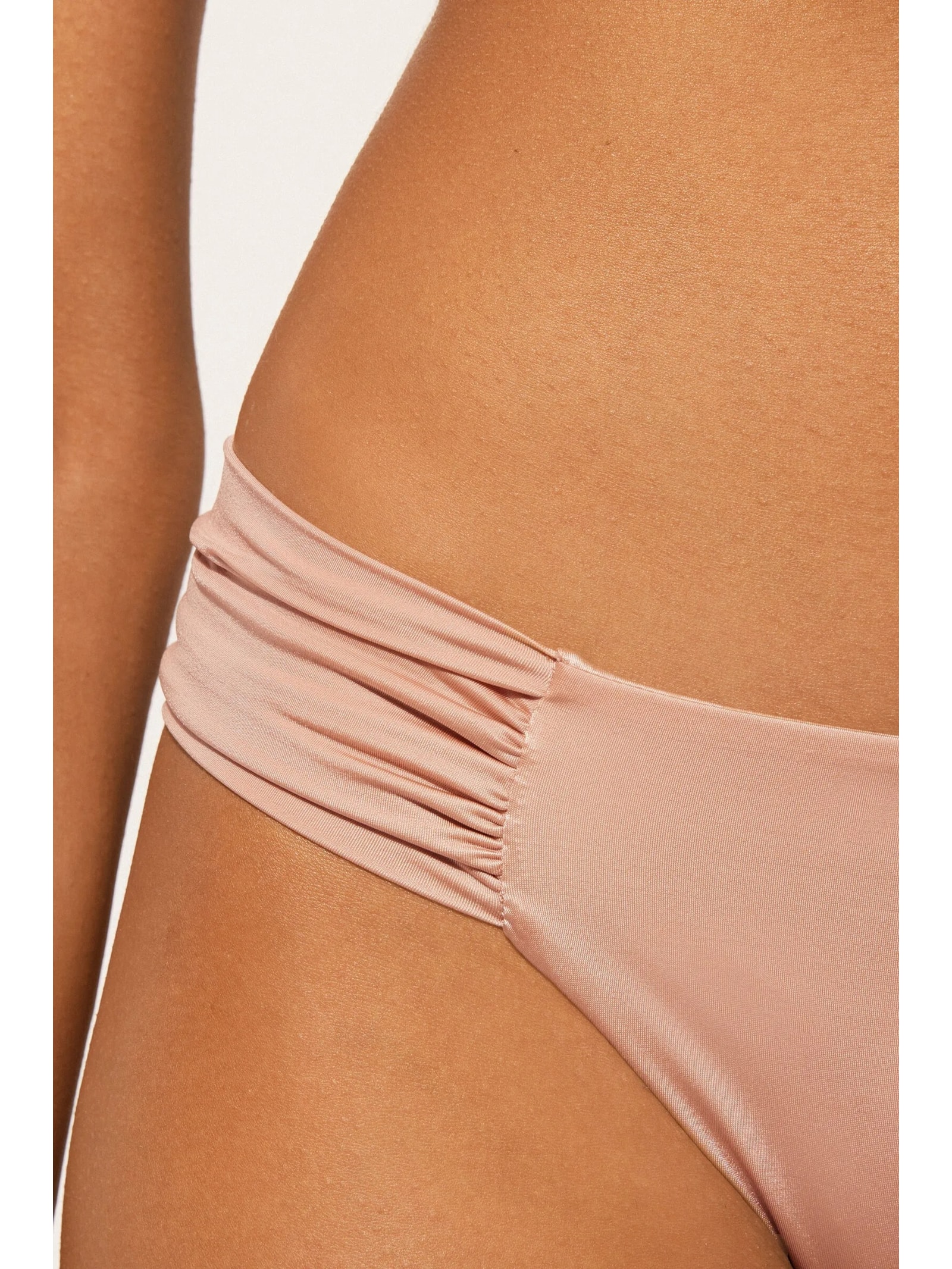 Calcinha De Biquíni Brasileira Com Drapeado Shiny Satin Rosa Calzedonia