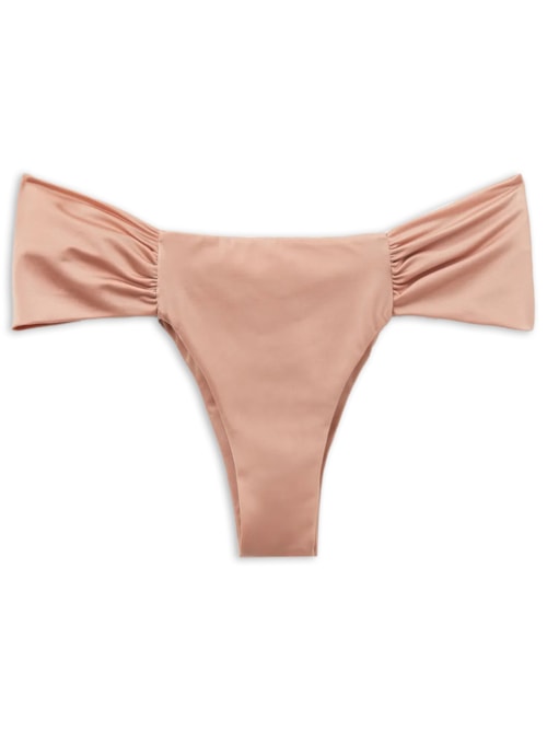 Calcinha De Biquíni Brasileira Com Drapeado Shiny Satin – Rosa