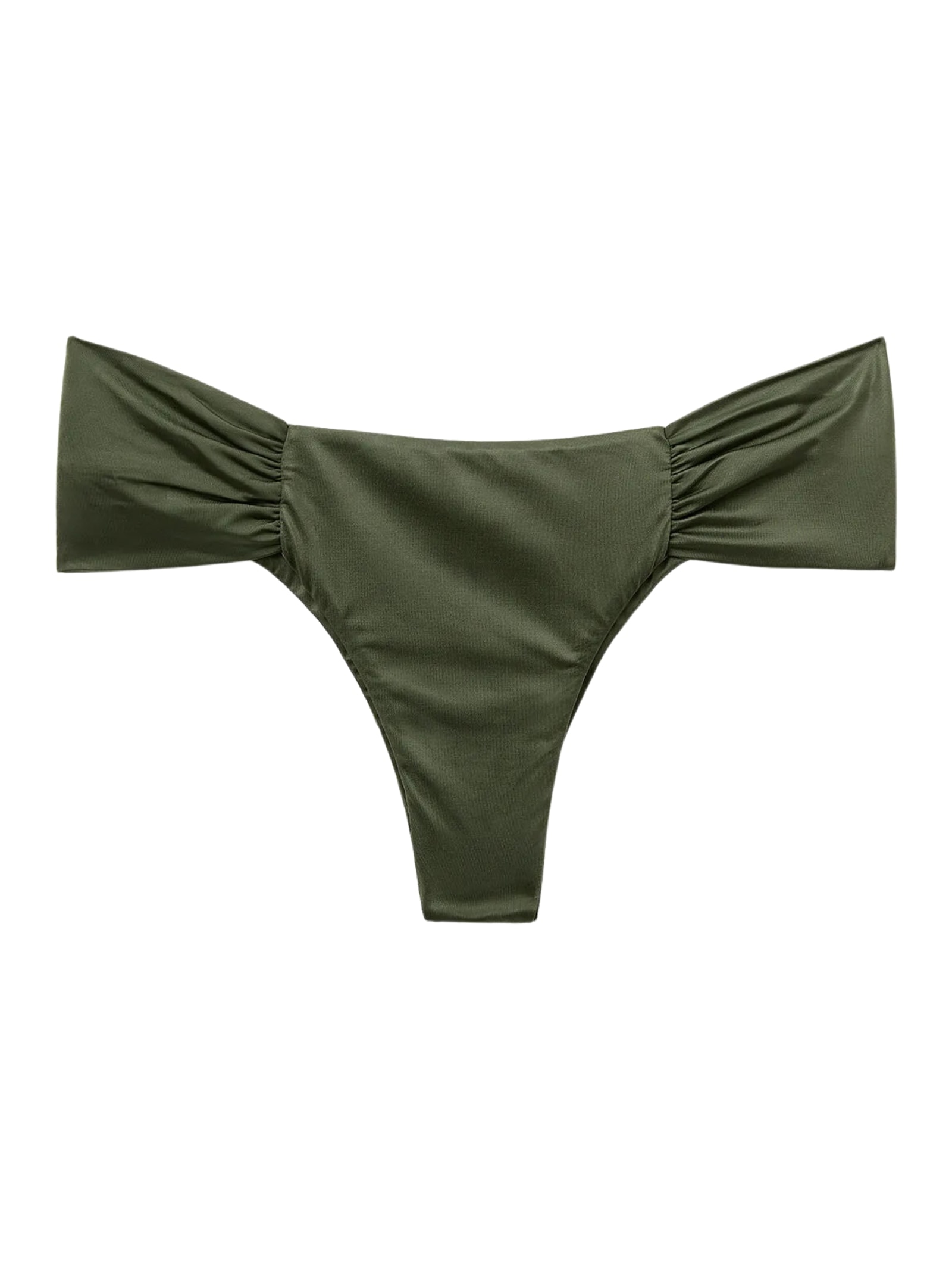Calcinha De Biquíni Brasileira Com Drapeado Shiny Satin Verde Calzedonia