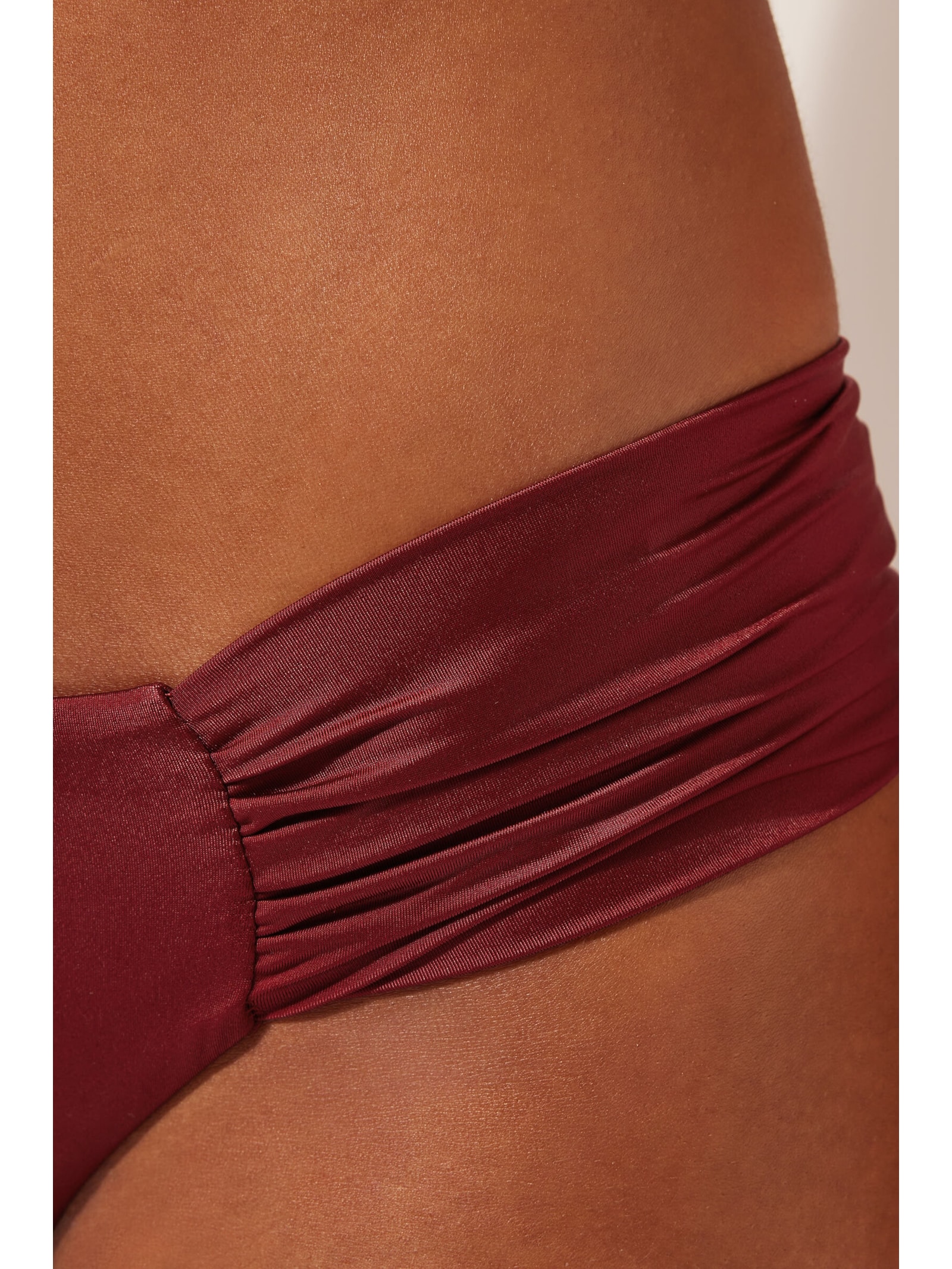 Calcinha De Biquíni Brasileira Com Drapeado Shiny Satin Vermelho Calzedonia