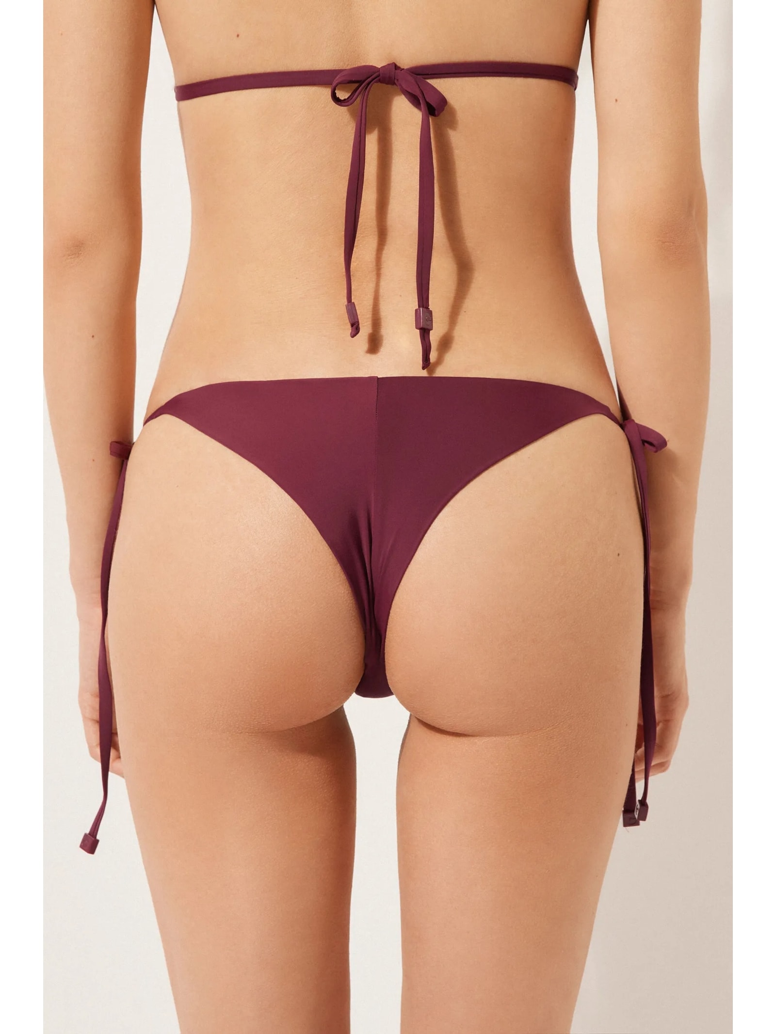 Calcinha De Biquíni Brasileira Com Laços Indonésia Bordô Calzedonia