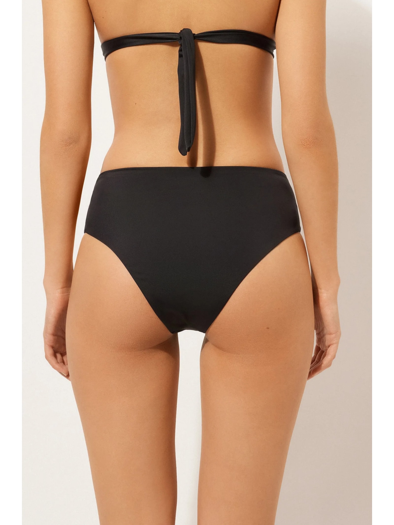 Calcinha De Biquíni Brasileira De Cintura Alta Scultura Preto Calzedonia