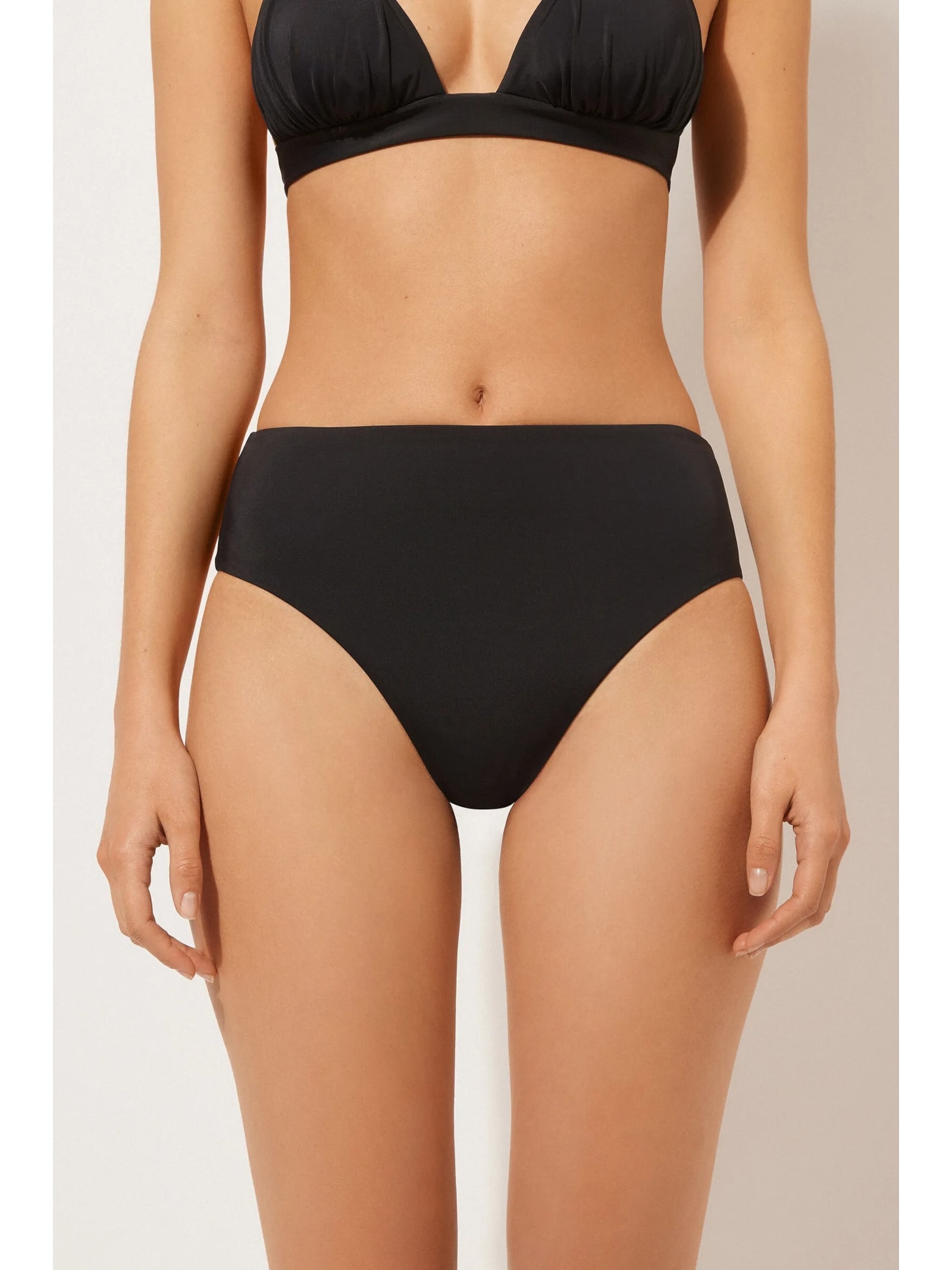 Calcinha De Biquíni Brasileira De Cintura Alta Scultura Preto Calzedonia