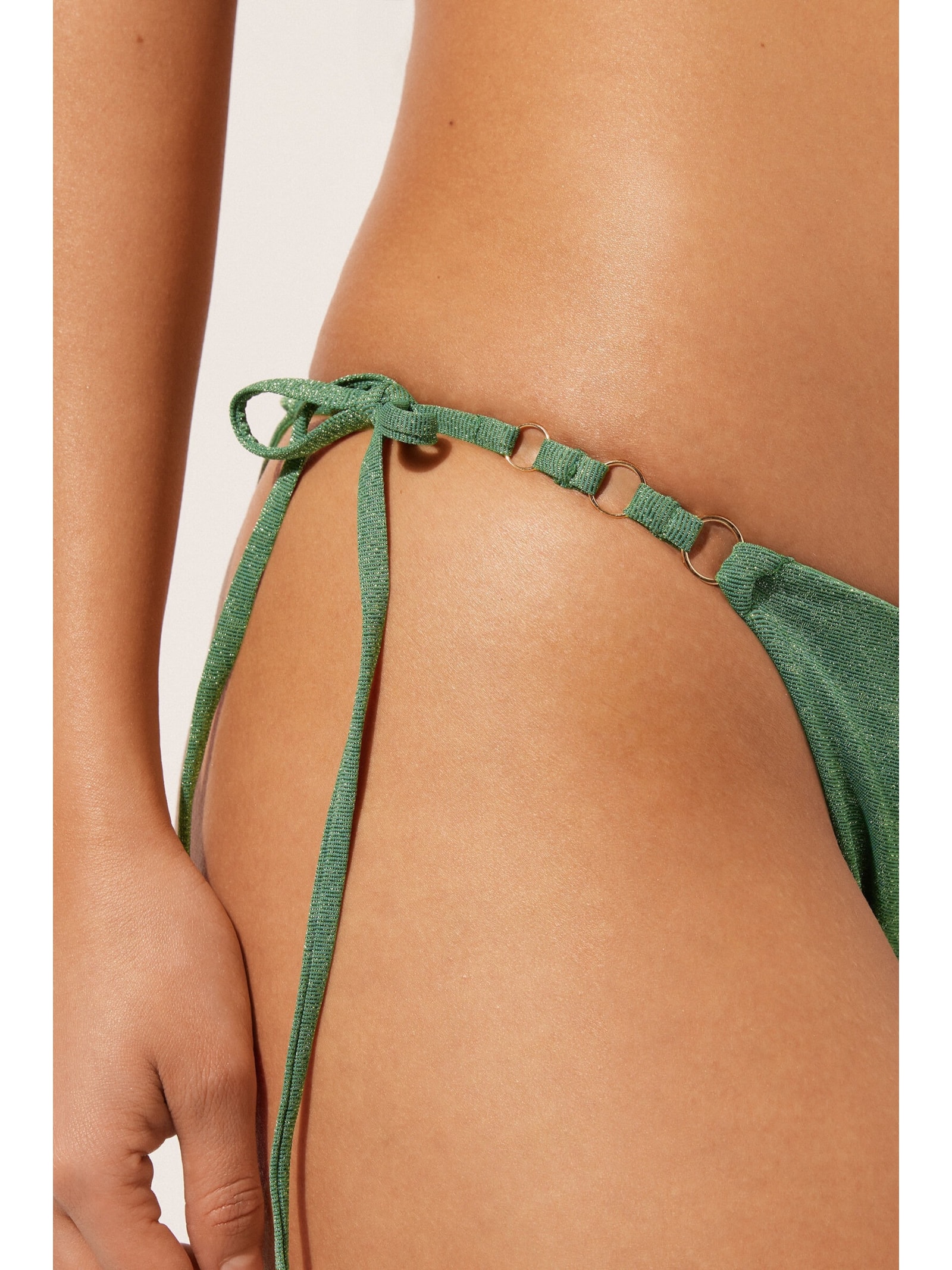 Calcinha De Biquíni Brasileira Golden Gleam Verde Calzedonia