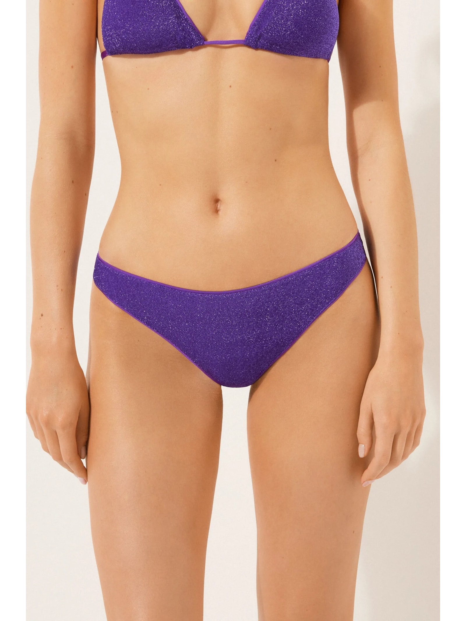 Calcinha De Biquíni Brasileira Metallic Glow Roxo Calzedonia