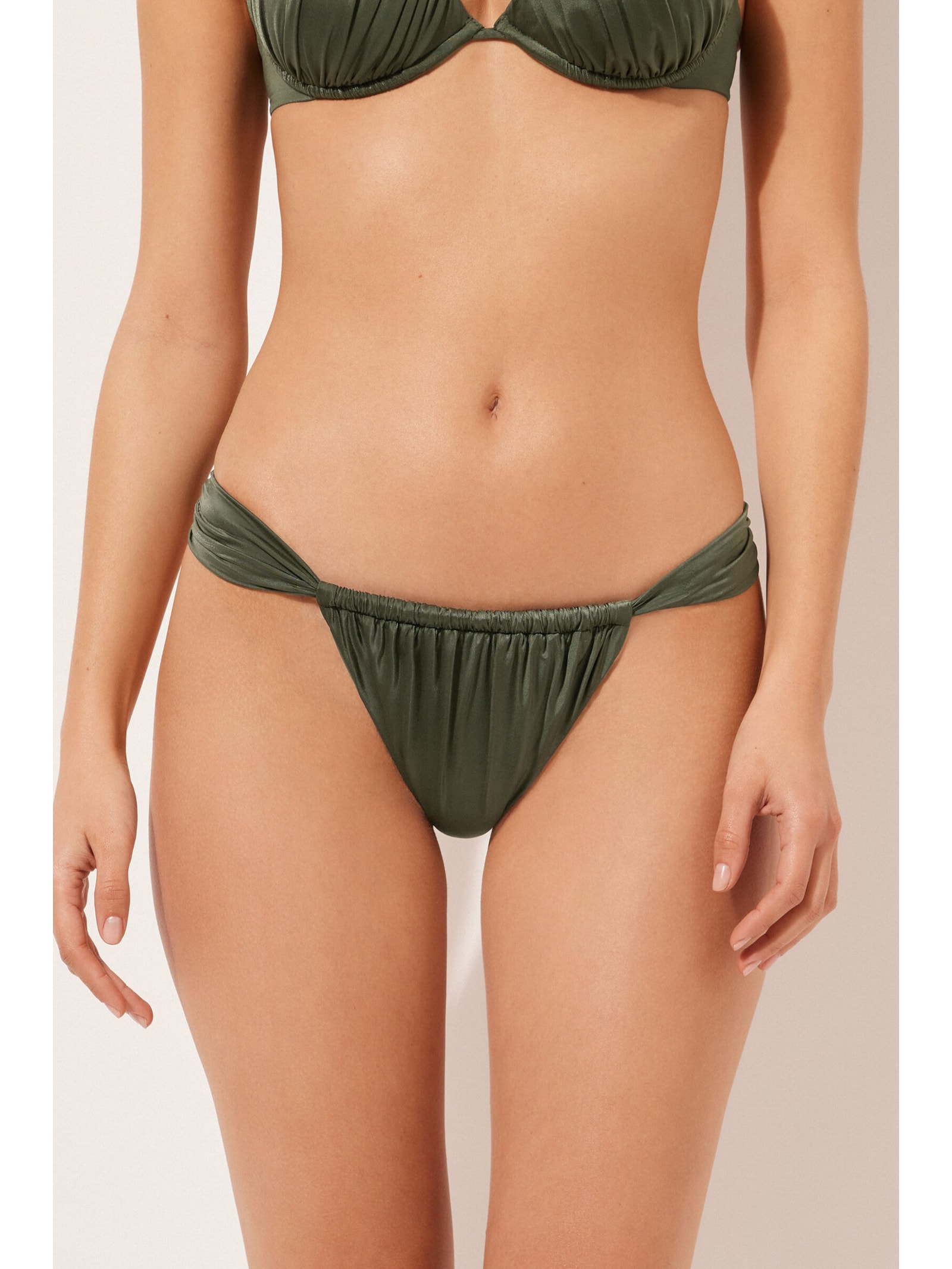 Calcinha De Biquíni Brasileira Shiny Satin Verde Calzedonia