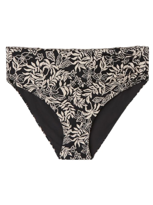 Calcinha De Biquíni Cintura Alta Botanic Black And White – Preto