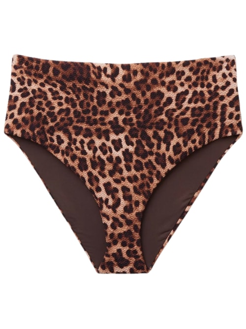 Calcinha De Biquíni Cintura Alta Classic Animal Print – Marrom