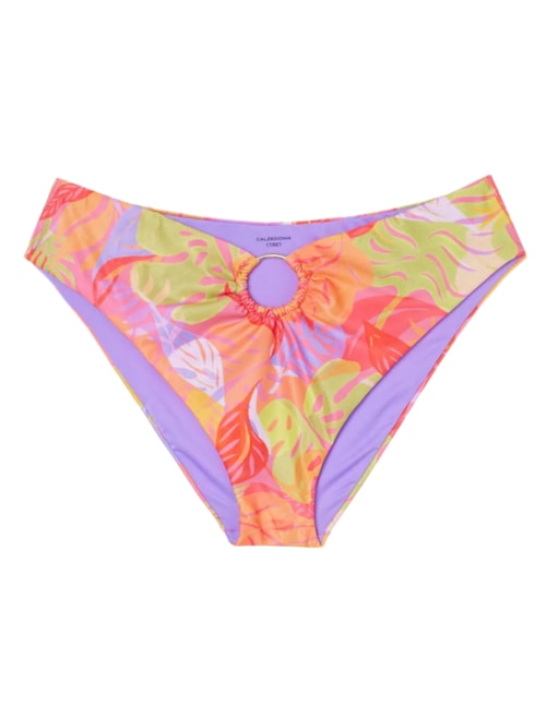 Calcinha De Biquíni Cintura Alta Tropical Pop – Laranja