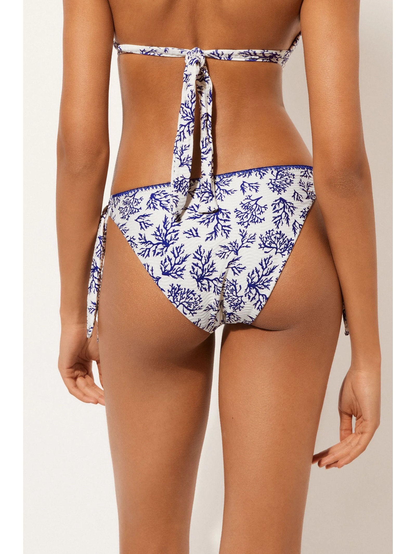Calcinha De Biquíni Com Amarração Blue Corals Azul Calzedonia