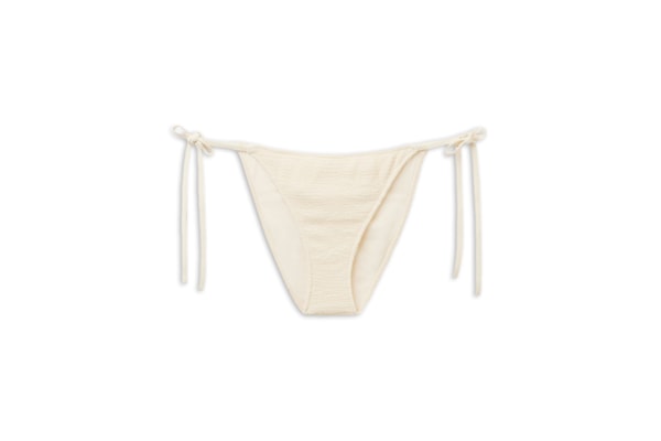 Calcinha De Biquíni Com Amarração Crinkle Waves - Branco