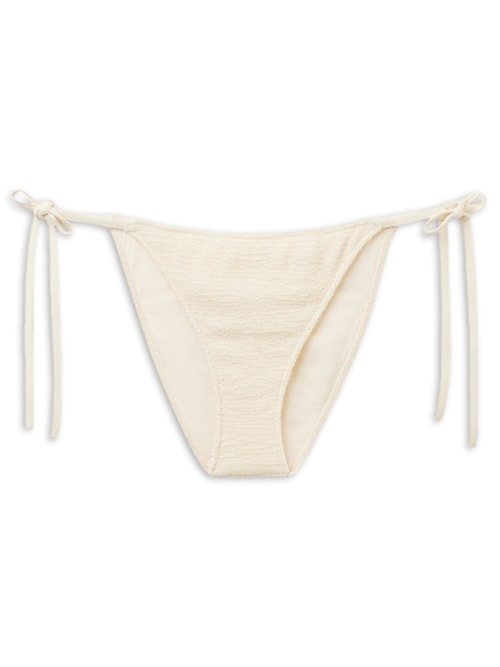 Calcinha De Biquíni Com Amarração Crinkle Waves – Branco