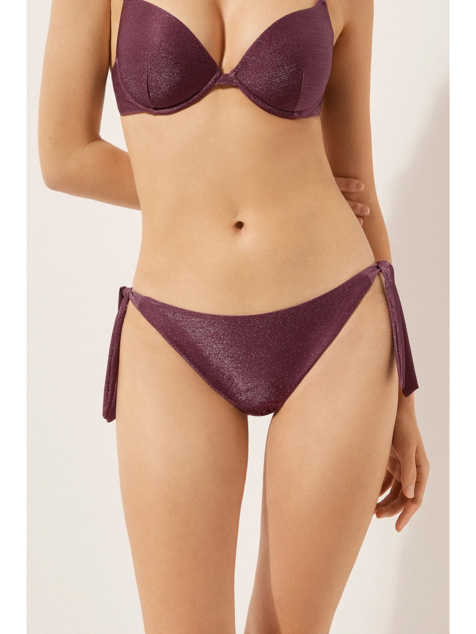 Calcinha De Biquíni Com Amarração Golden Glow Roxo Calzedonia