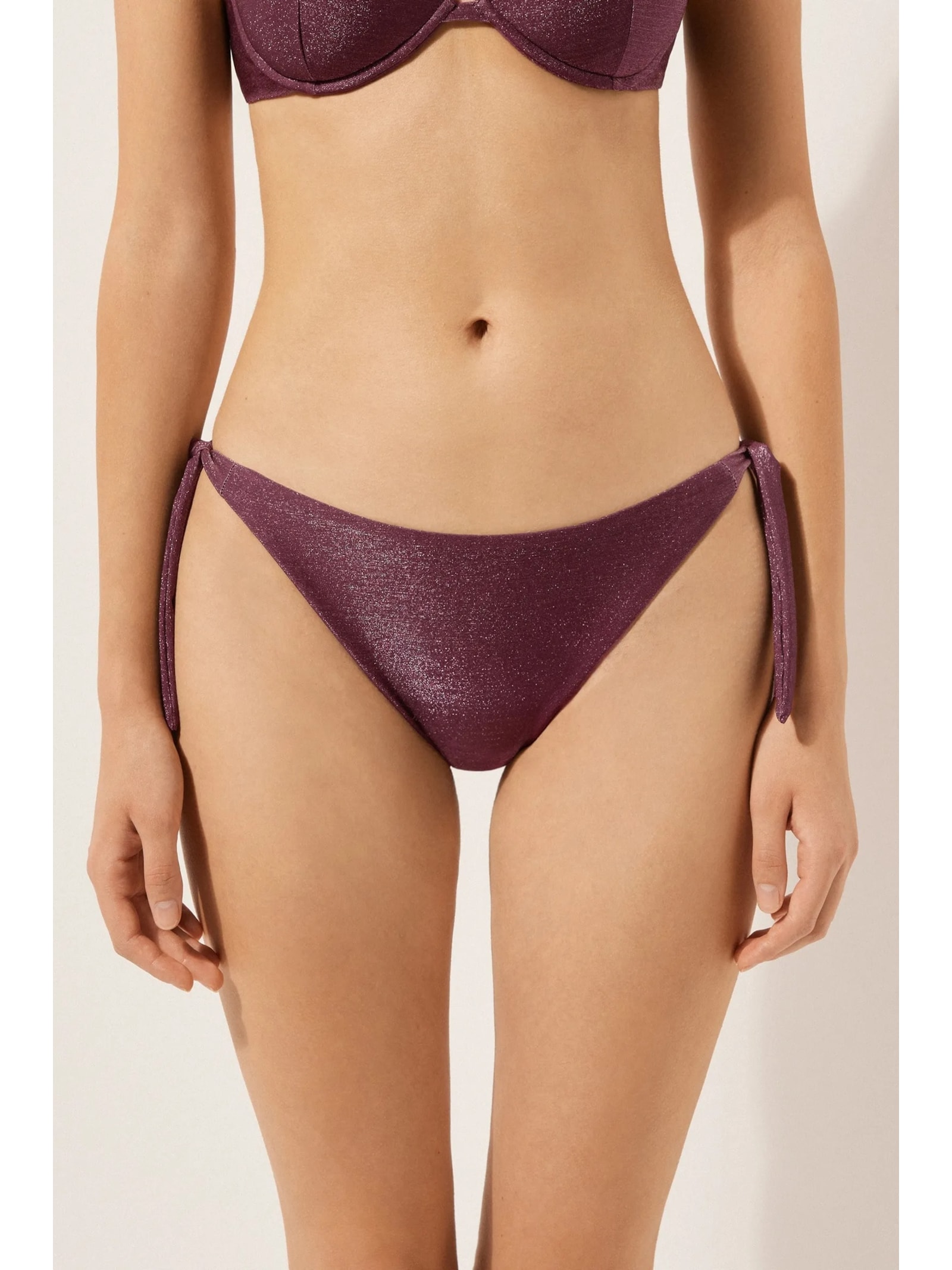 Calcinha De Biquíni Com Amarração Golden Glow Roxo Calzedonia