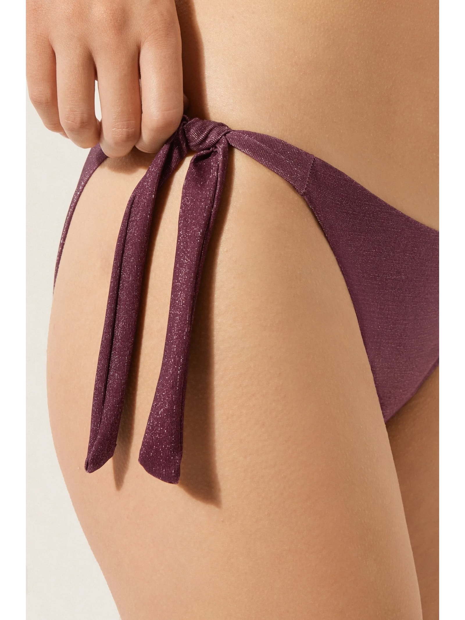 Calcinha De Biquíni Com Amarração Golden Glow Roxo Calzedonia