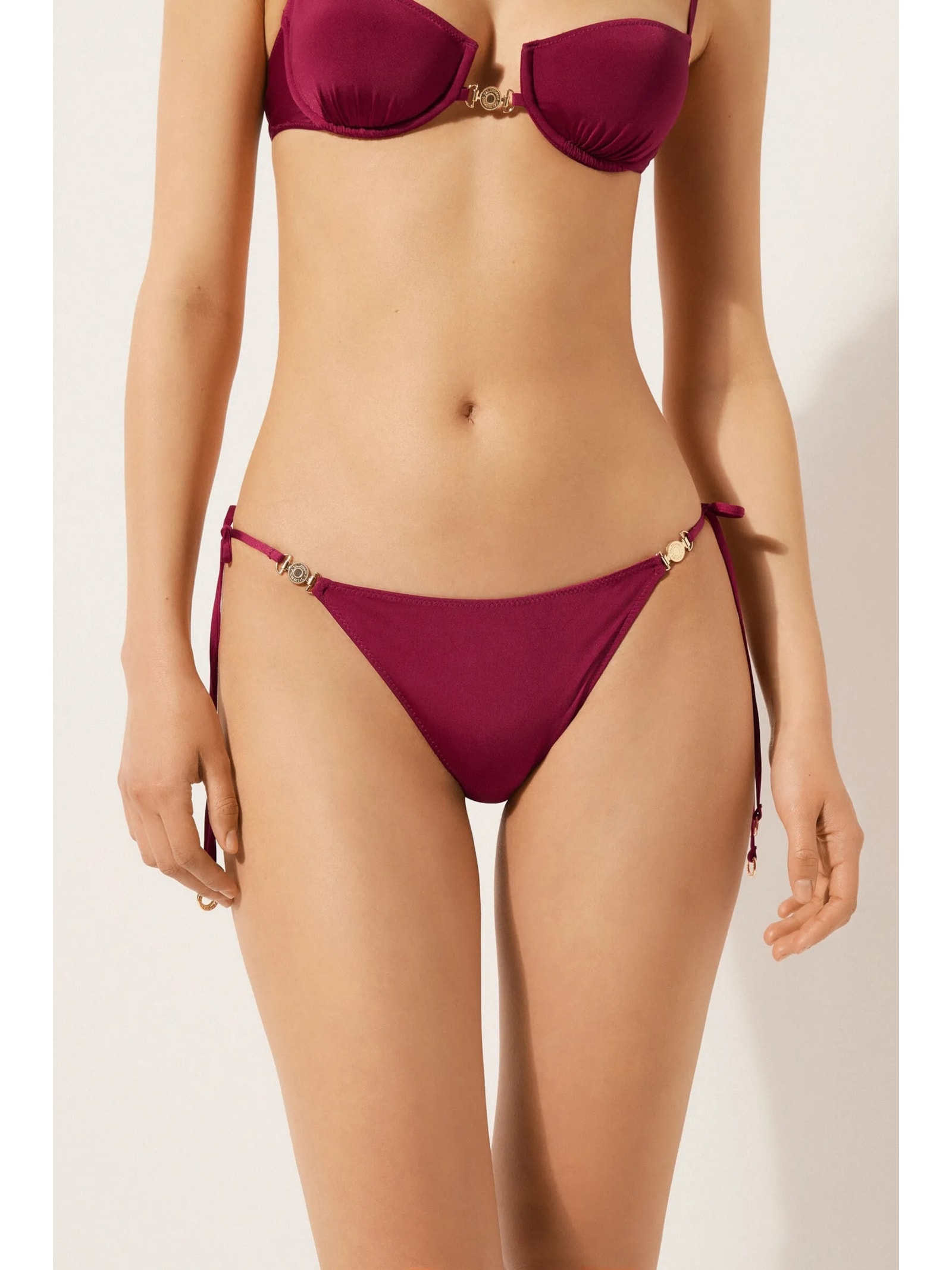 Calcinha De Biquíni Com Amarração Minimal Fit Bordô Calzedonia