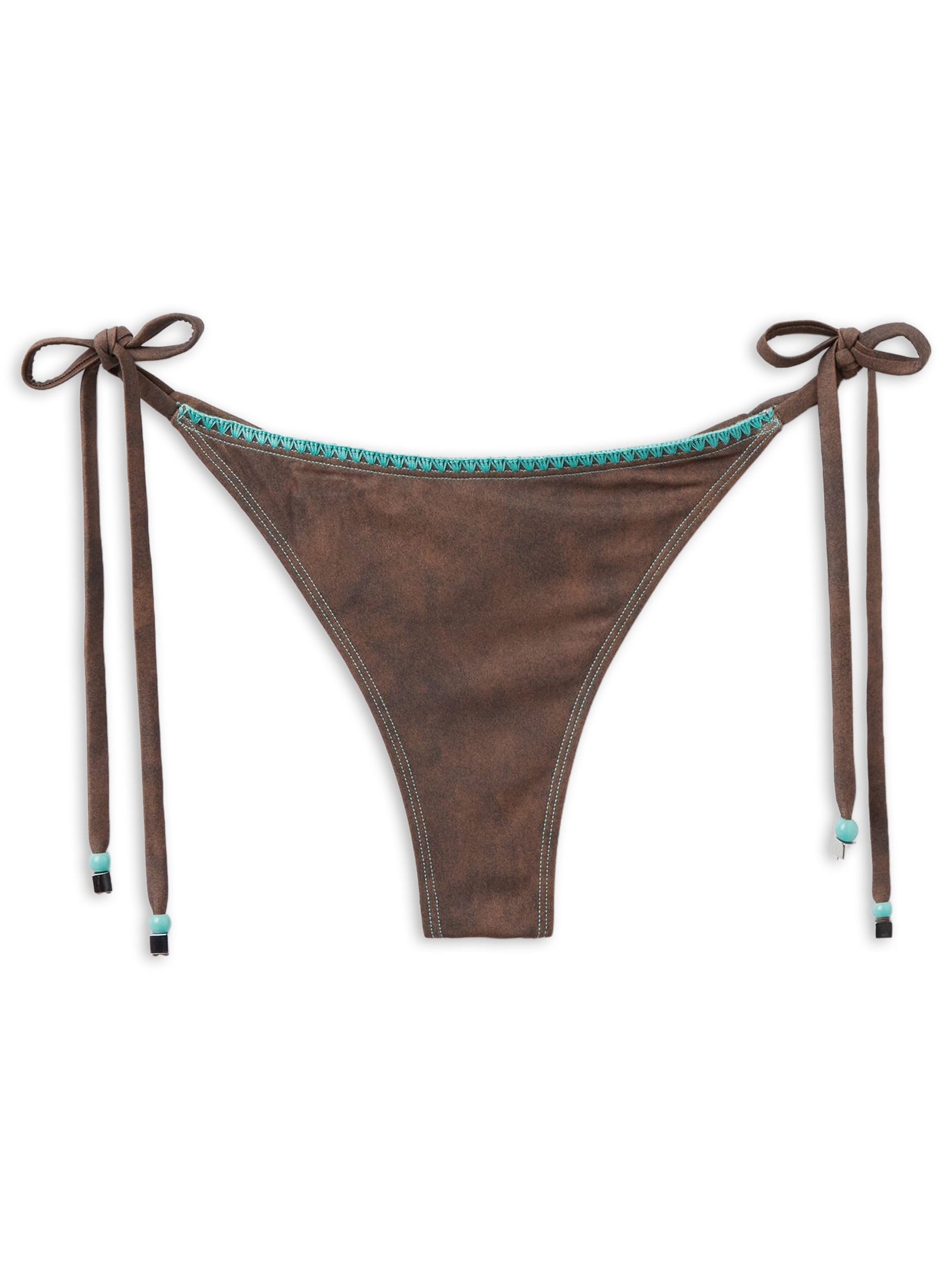 Calcinha De Biquíni Com Amarração Texan Paisley Marrom Calzedonia