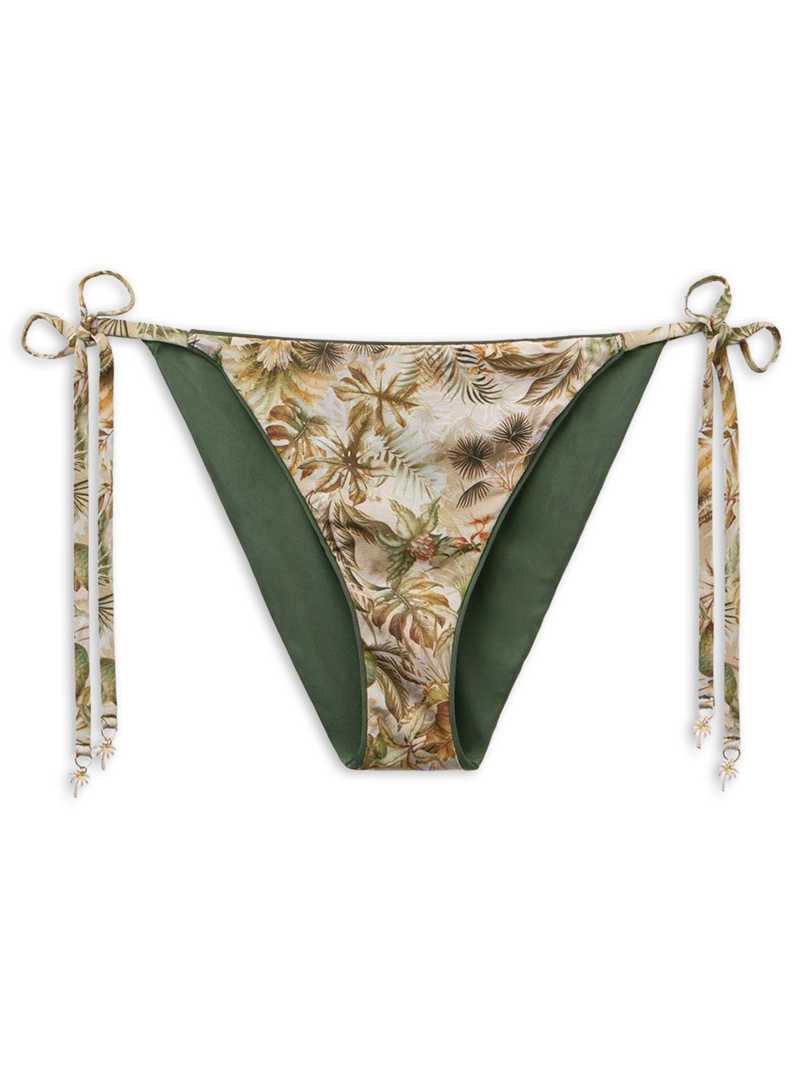 Calcinha De Biquíni Com Amarração Tropical Foliage Verde Calzedonia
