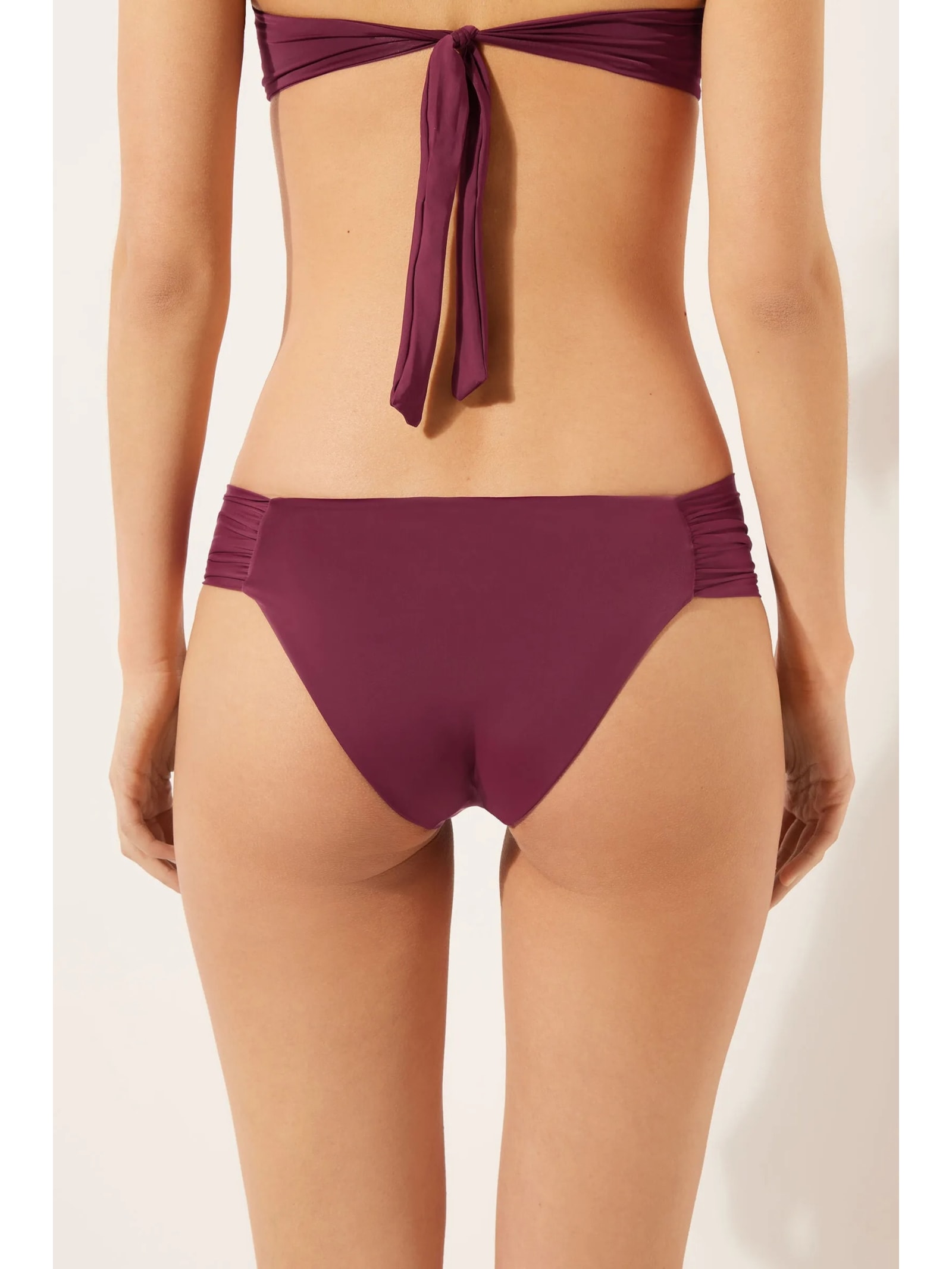 Calcinha De Biquíni Com Drapeado Indonésia Bordô Calzedonia
