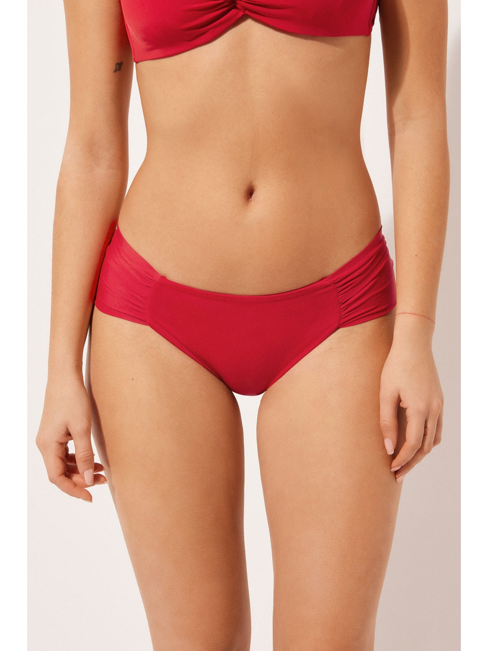 Calcinha De Biquíni Com Drapeado Indonésia Vermelho Calzedonia