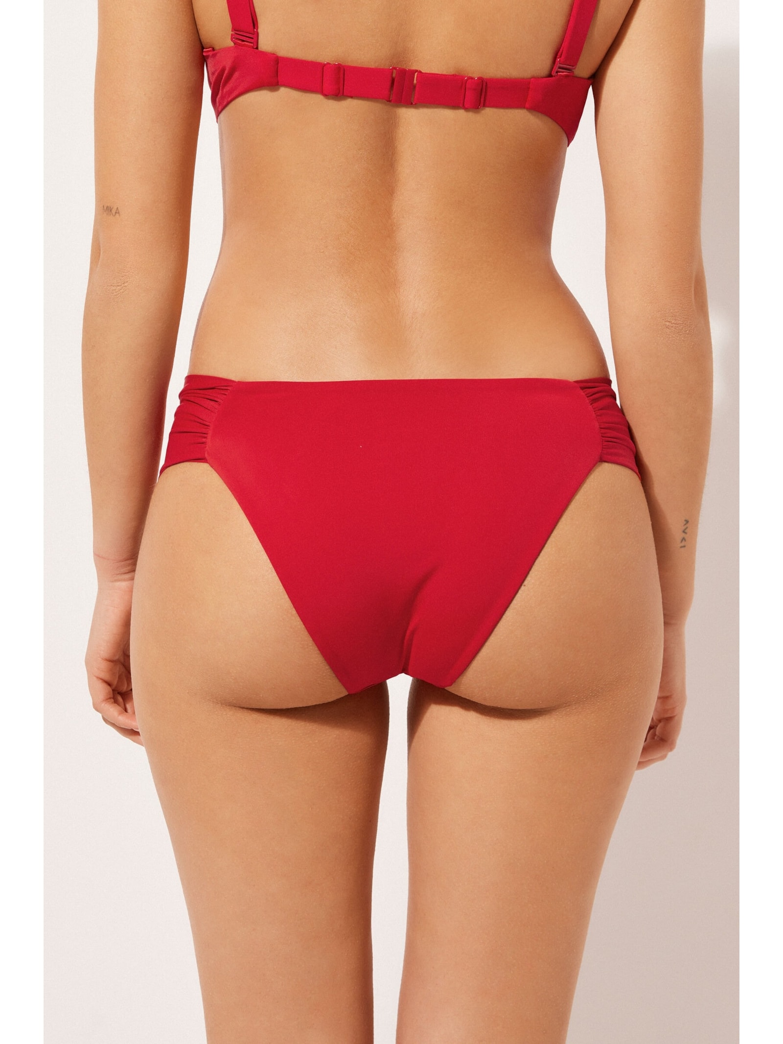 Calcinha De Biquíni Com Drapeado Indonésia Vermelho Calzedonia