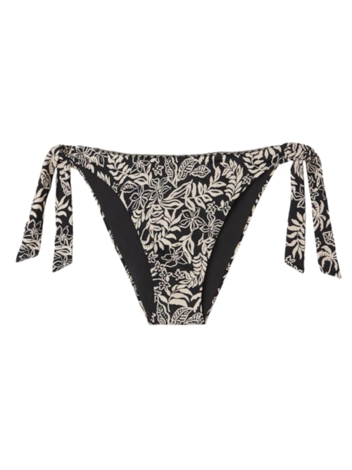 Calcinha De Biquíni Com Laços Botanic Black And White – Preto