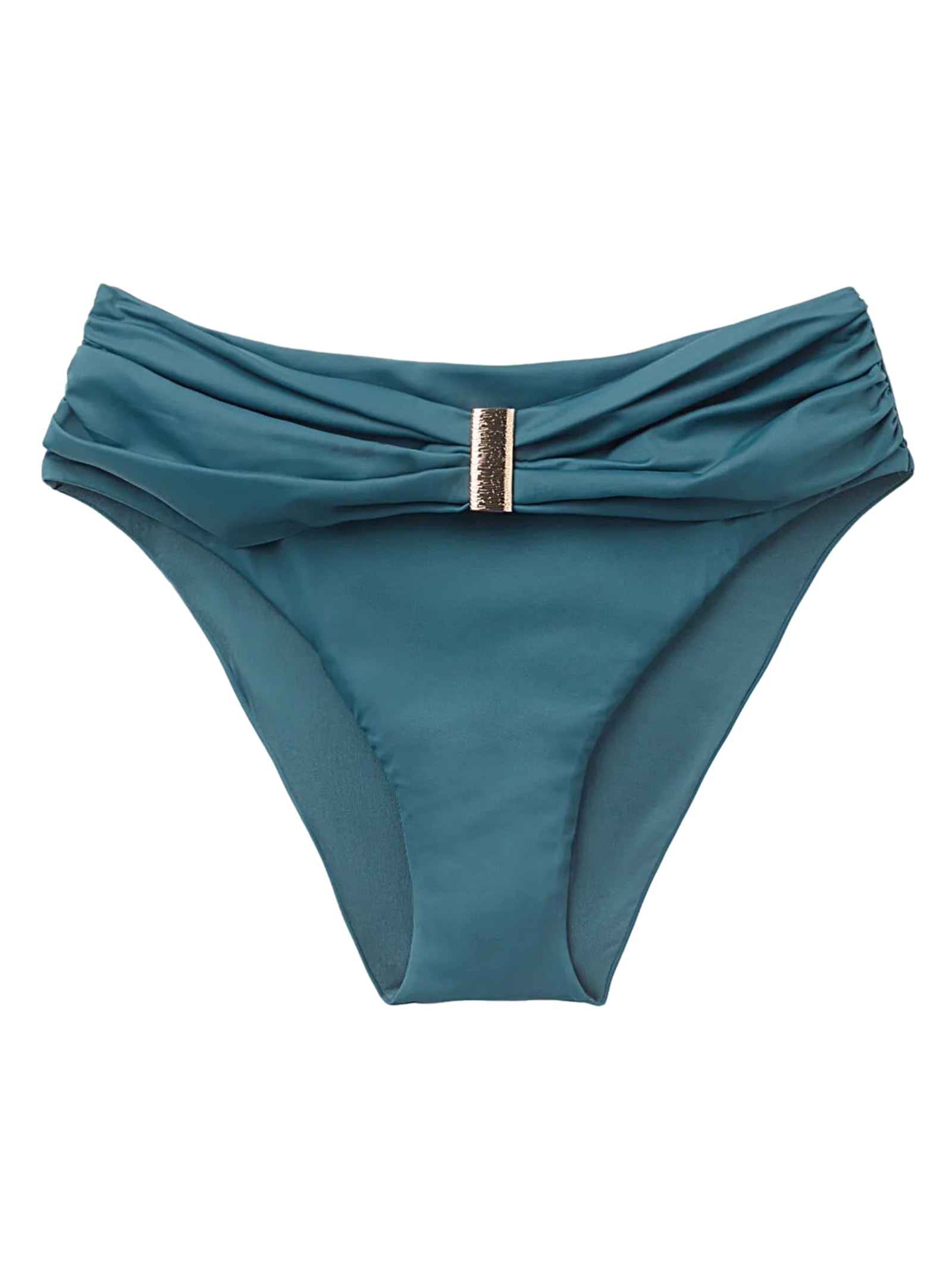 Calcinha De Biquíni De Cintura Alta Com Drapeado Scultura Azul Calzedonia