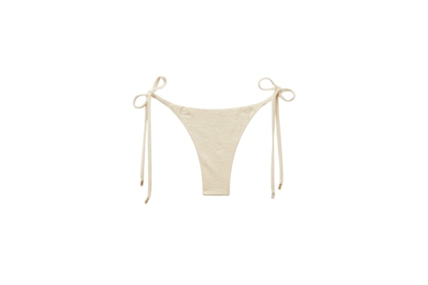 Calcinha De Biquíni Fio Dental Com Amarração Wild Jungle - Off-White
