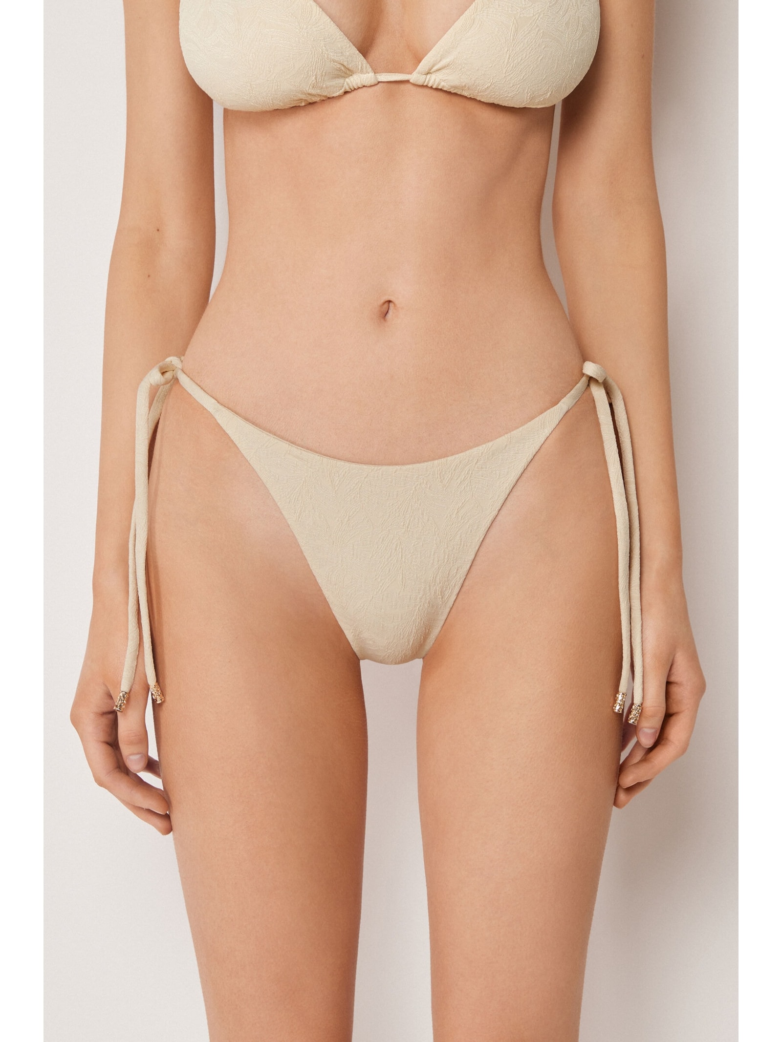 Calcinha De Biquíni Fio Dental Com Amarração Wild Jungle Off-White Calzedonia