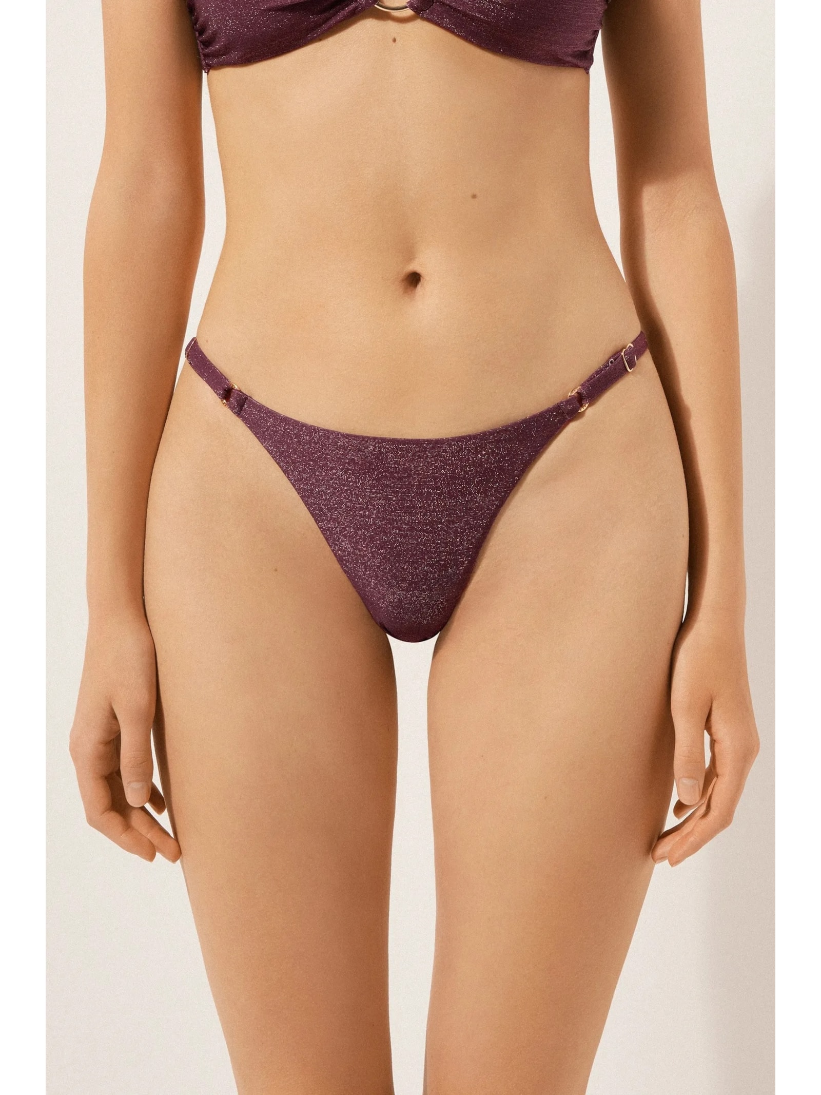 Calcinha De Biquíni Fio Dental Golden Glow Roxo Calzedonia