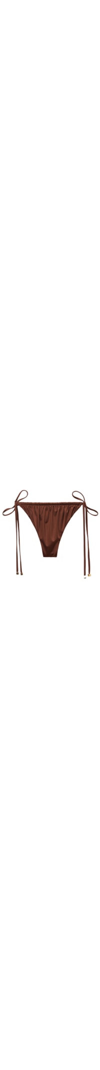 Calcinha De Biquíni Fio Dental Shiny Satin - Marrom