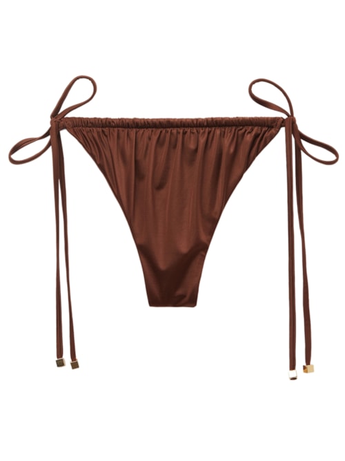 Calcinha De Biquíni Fio Dental Shiny Satin – Marrom
