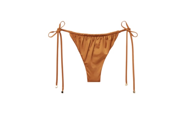 Calcinha De Biquíni Fio Dental Shiny Satin - Marrom