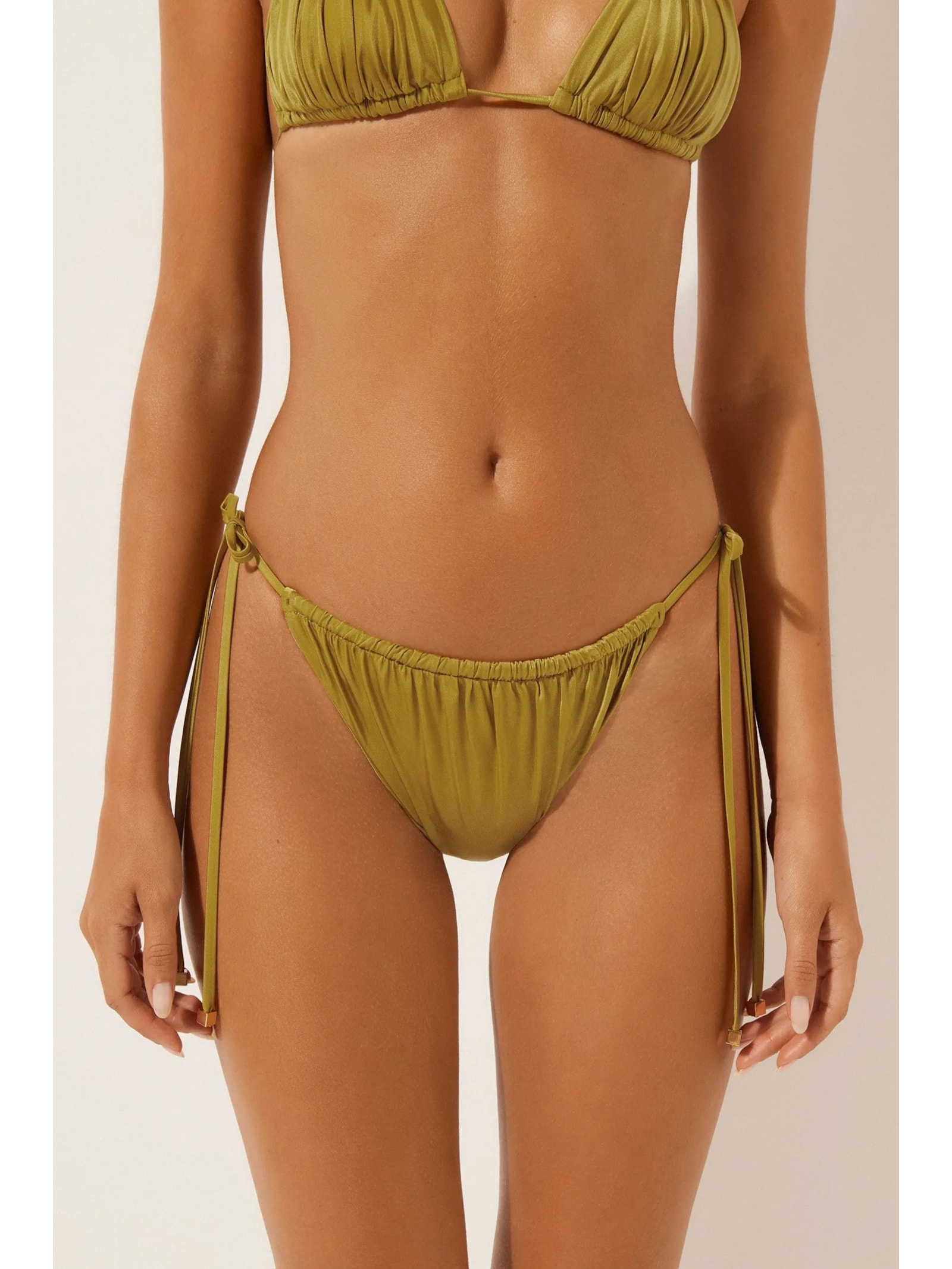 Calcinha De Biquíni Fio Dental Shiny Satin Verde Calzedonia
