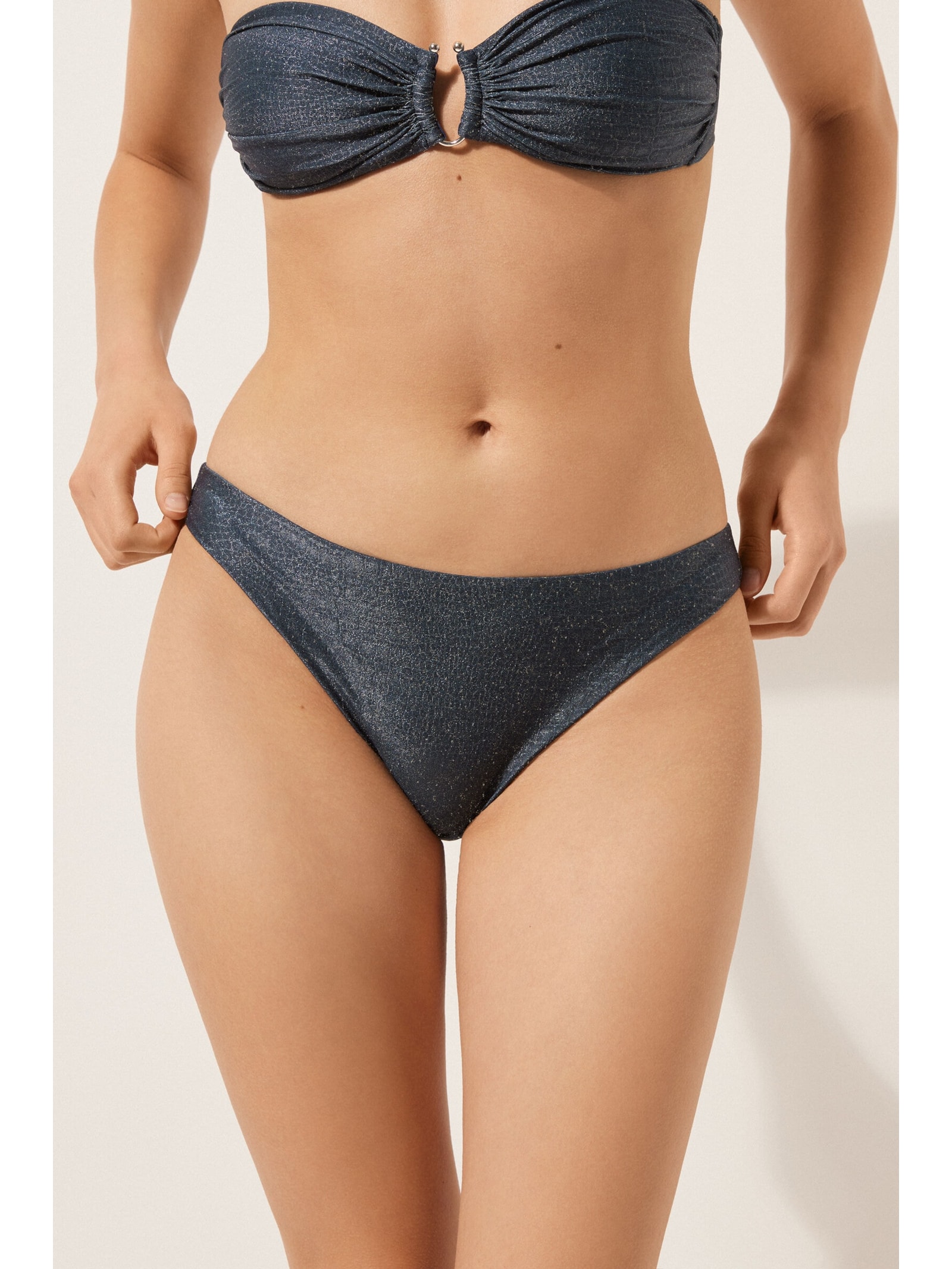 Calcinha De Biquíni Glowing Python Azul Calzedonia