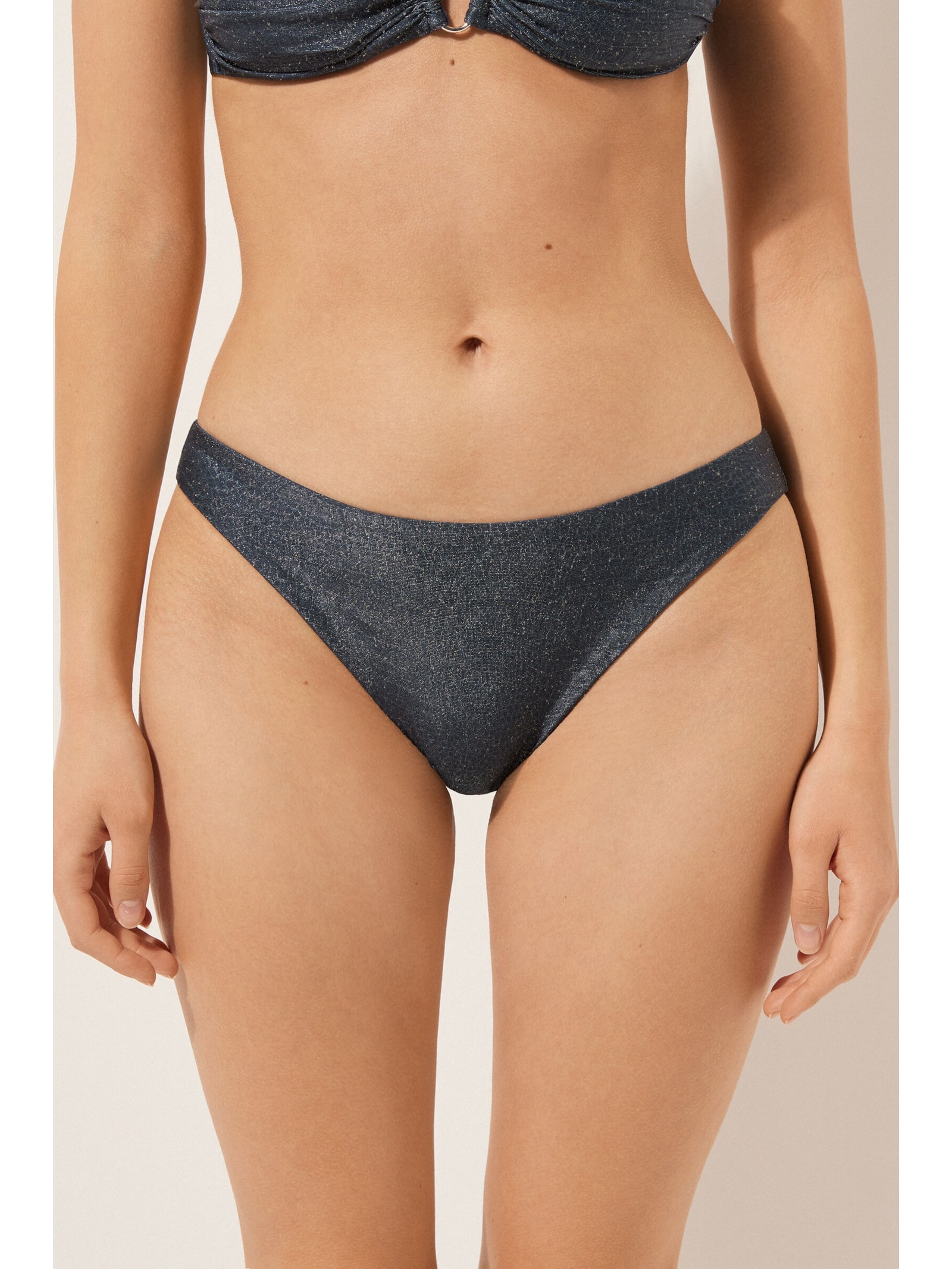 Calcinha De Biquíni Glowing Python Azul Calzedonia