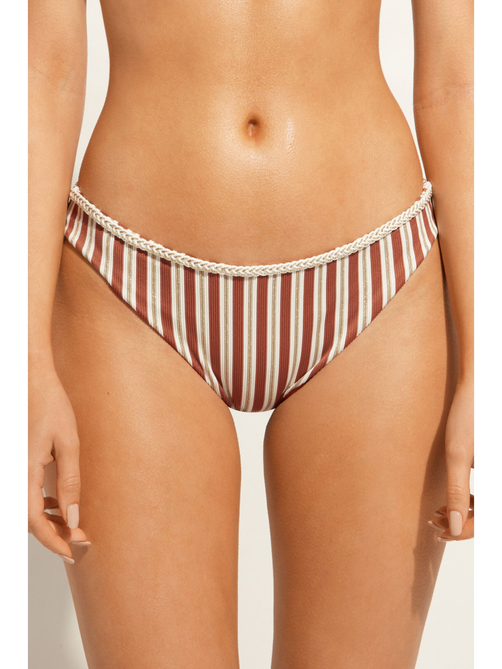 Calcinha De Biquíni Listrada Rodi Marrom Calzedonia