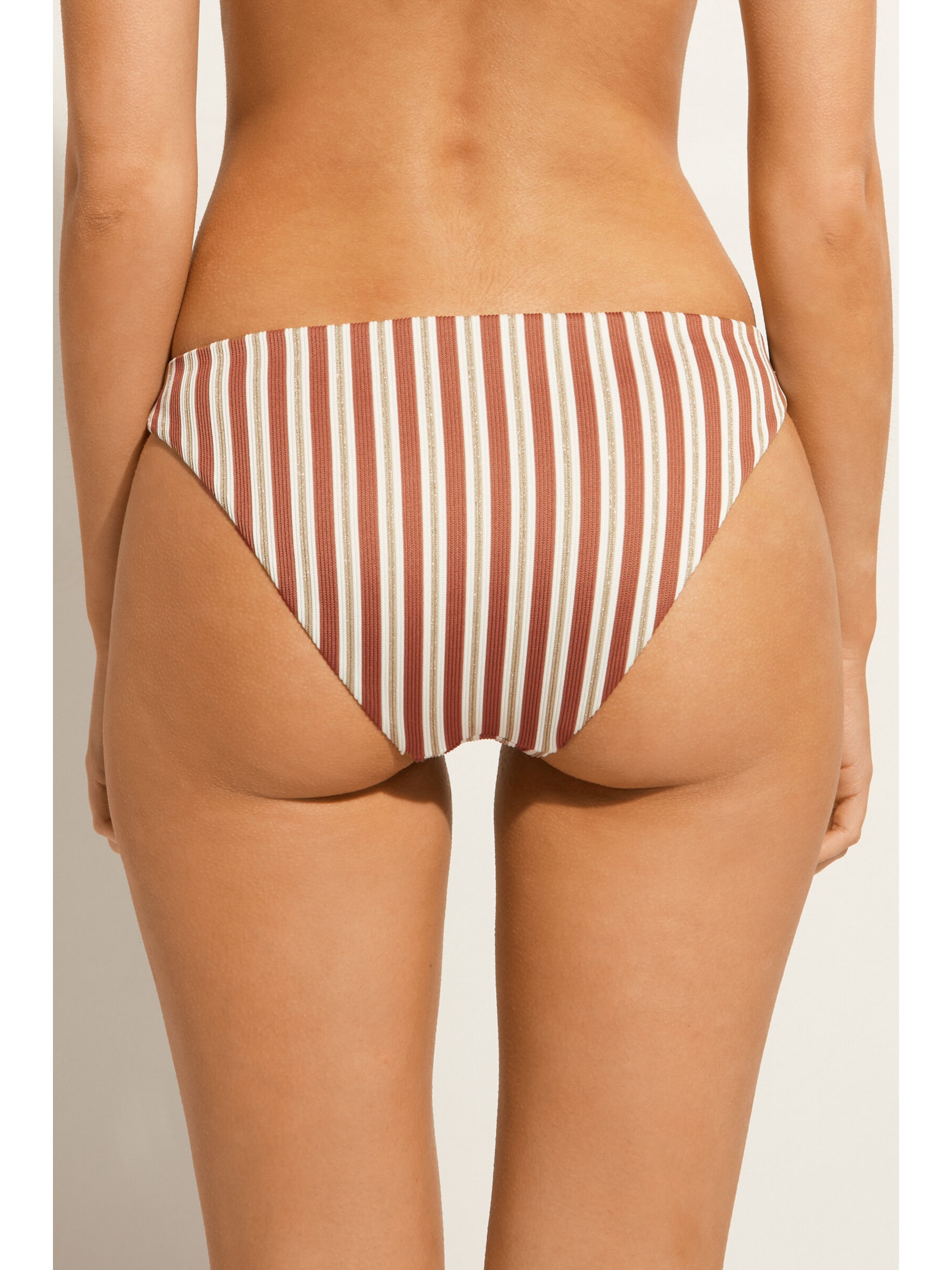 Calcinha De Biquíni Listrada Rodi Marrom Calzedonia