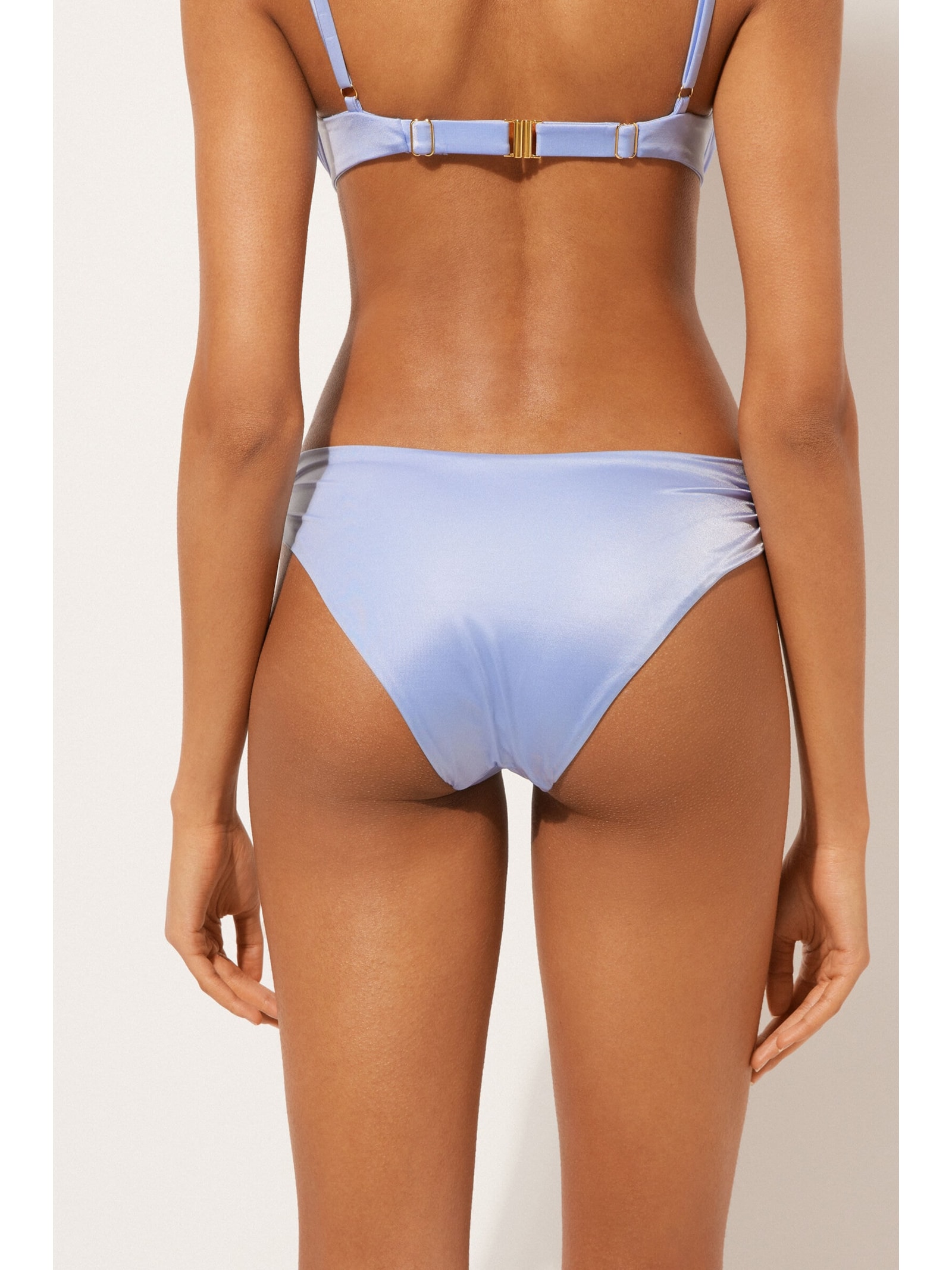 Calcinha De Biquíni Shiny Satin Azul Calzedonia