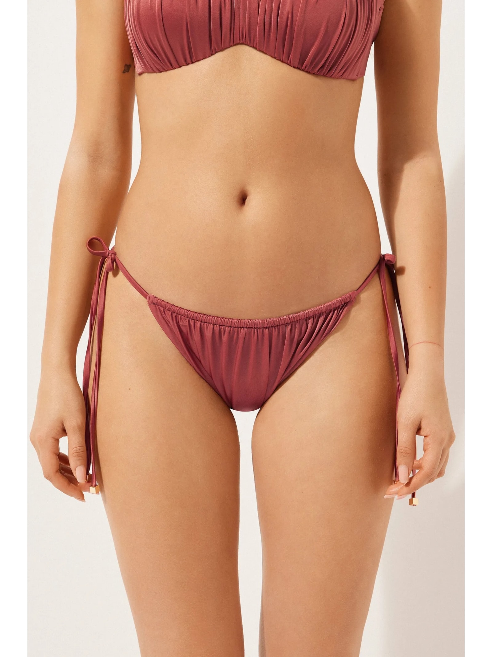 Calcinha De Biquíni Shiny Satin Laranja Calzedonia