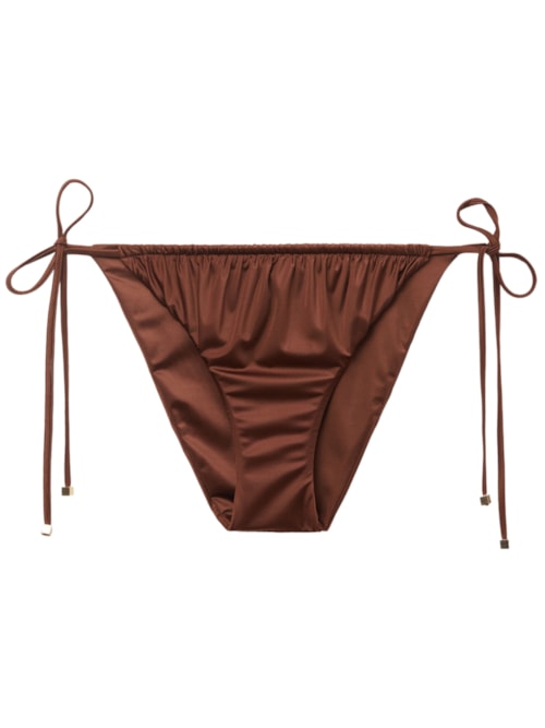 Calcinha De Biquíni Shiny Satin – Marrom