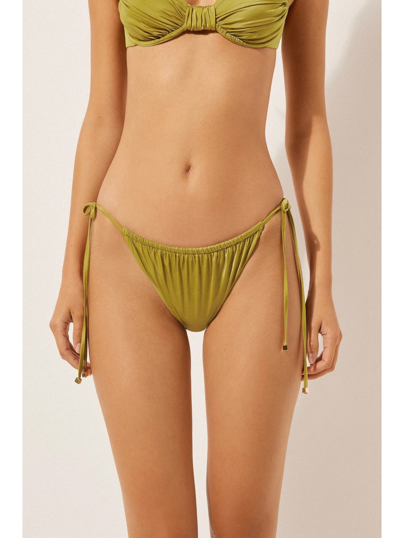 Calcinha De Biquíni Shiny Satin Verde Calzedonia