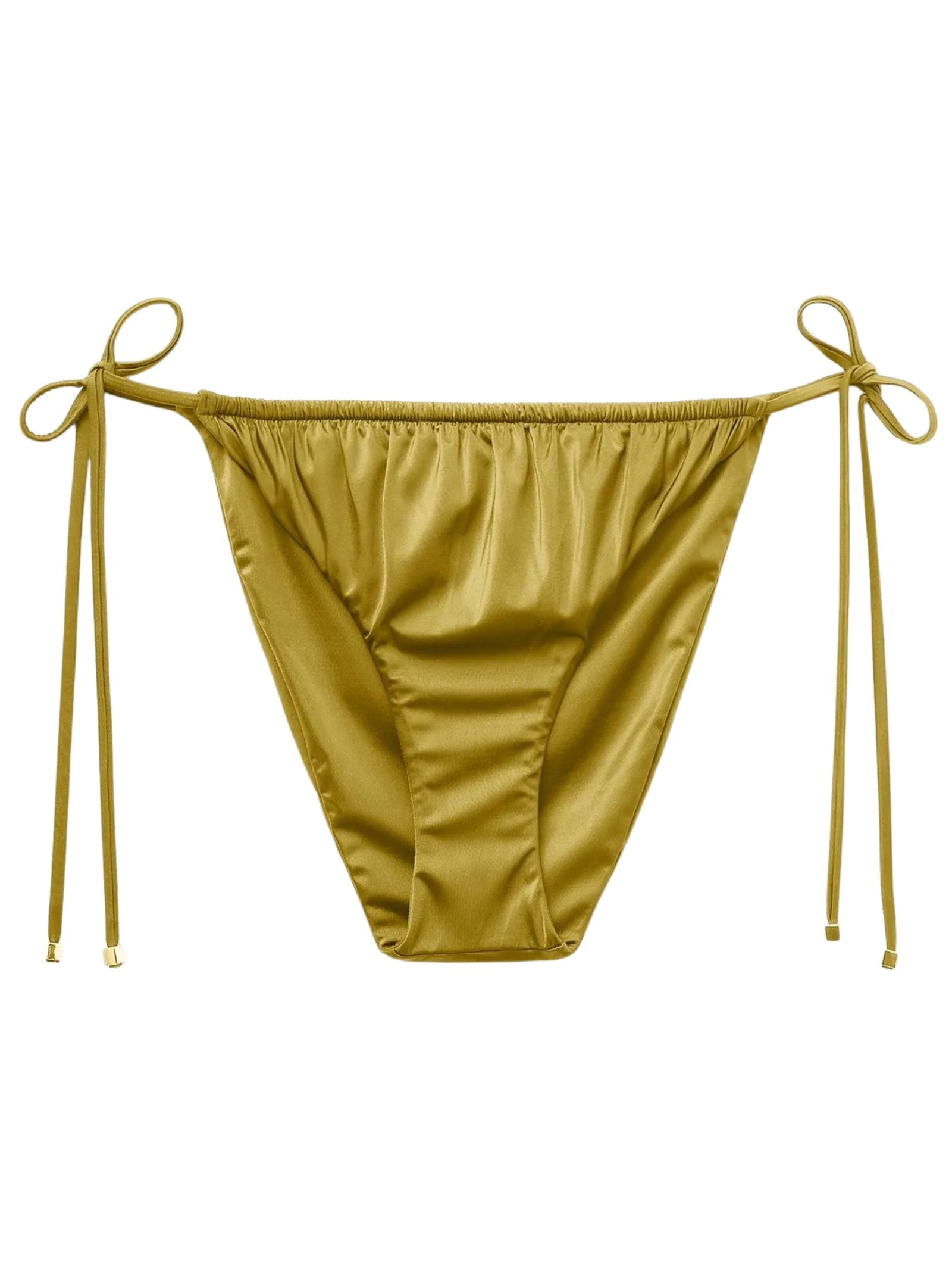 Calcinha De Biquíni Shiny Satin Verde Calzedonia
