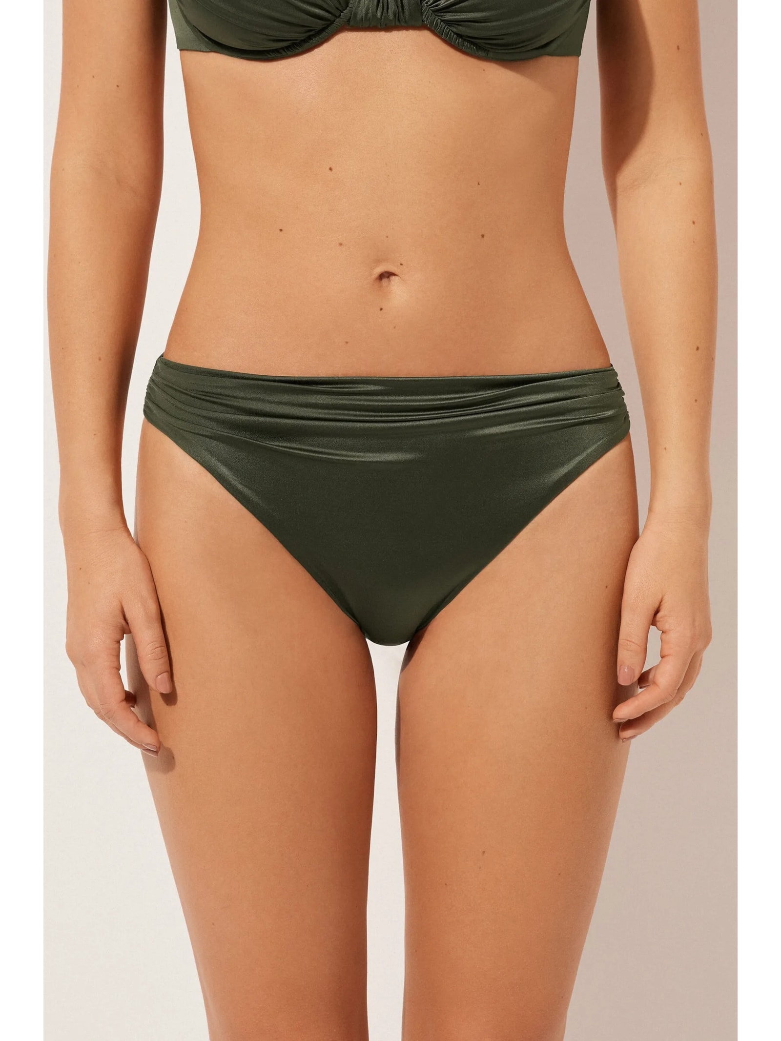 Calcinha De Biquíni Shiny Satin Verde Calzedonia