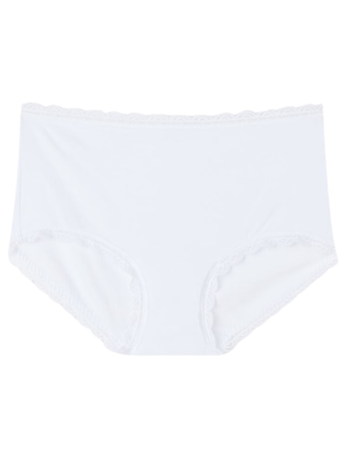 Calcinha De Cintura Alta Em Algodão e Renda - Branco