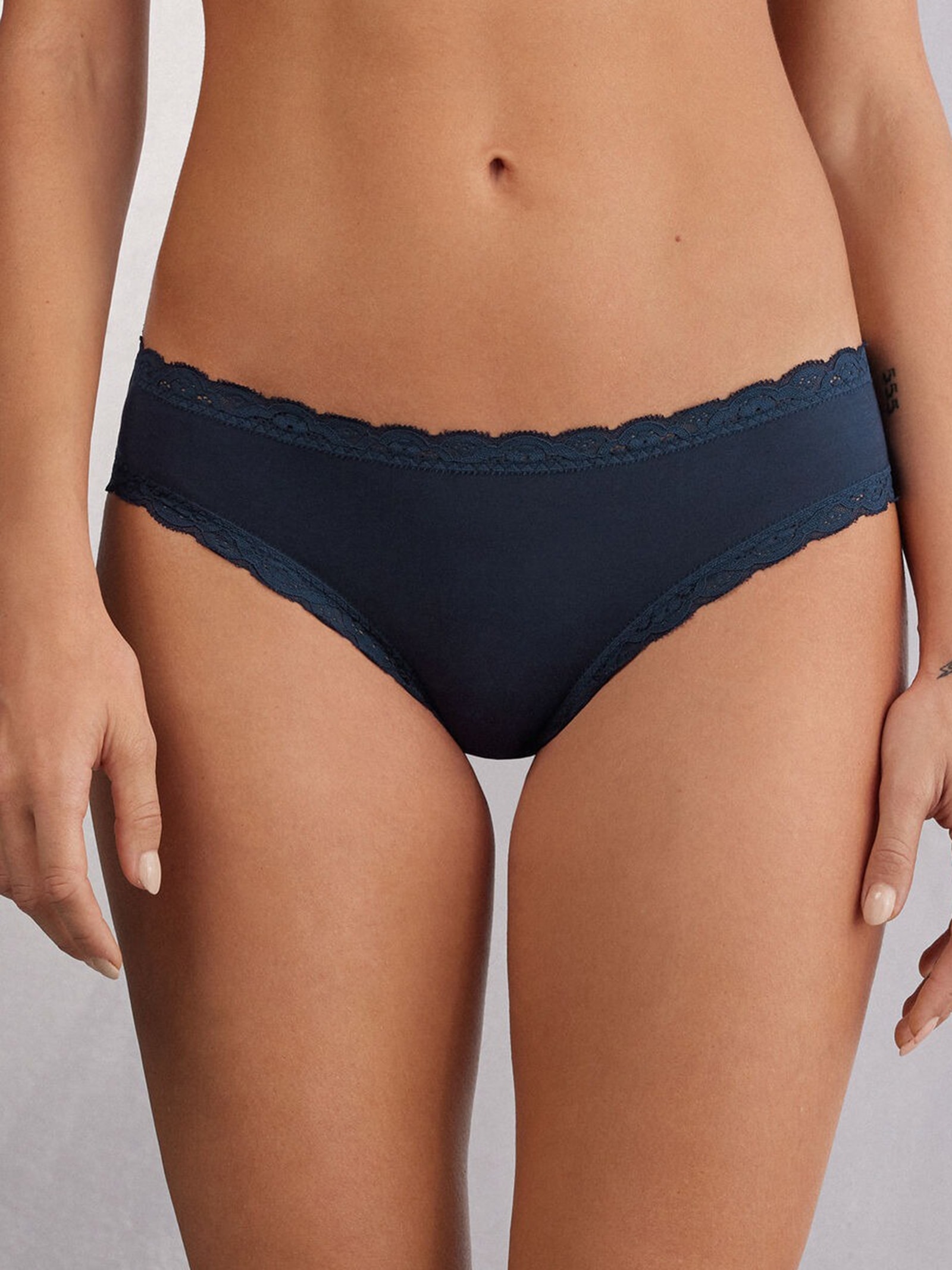 Calcinha Em Algodão e Renda Azul Intimissimi